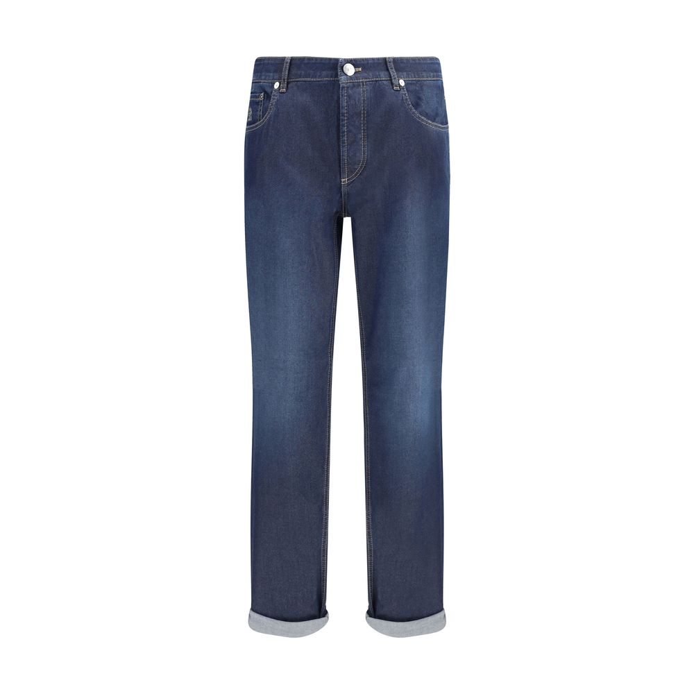 Brunello Cucinelli Blaue Baumwolljeans mit entspannter Passform