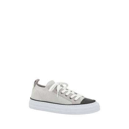 Brunello Cucinelli Mesh-Sneaker aus Baumwolle und Wildleder