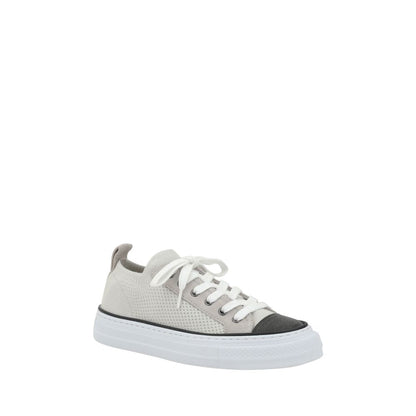 Brunello Cucinelli Mesh-Sneaker aus Baumwolle und Wildleder