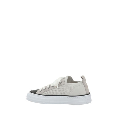 Brunello Cucinelli Mesh-Sneaker aus Baumwolle und Wildleder