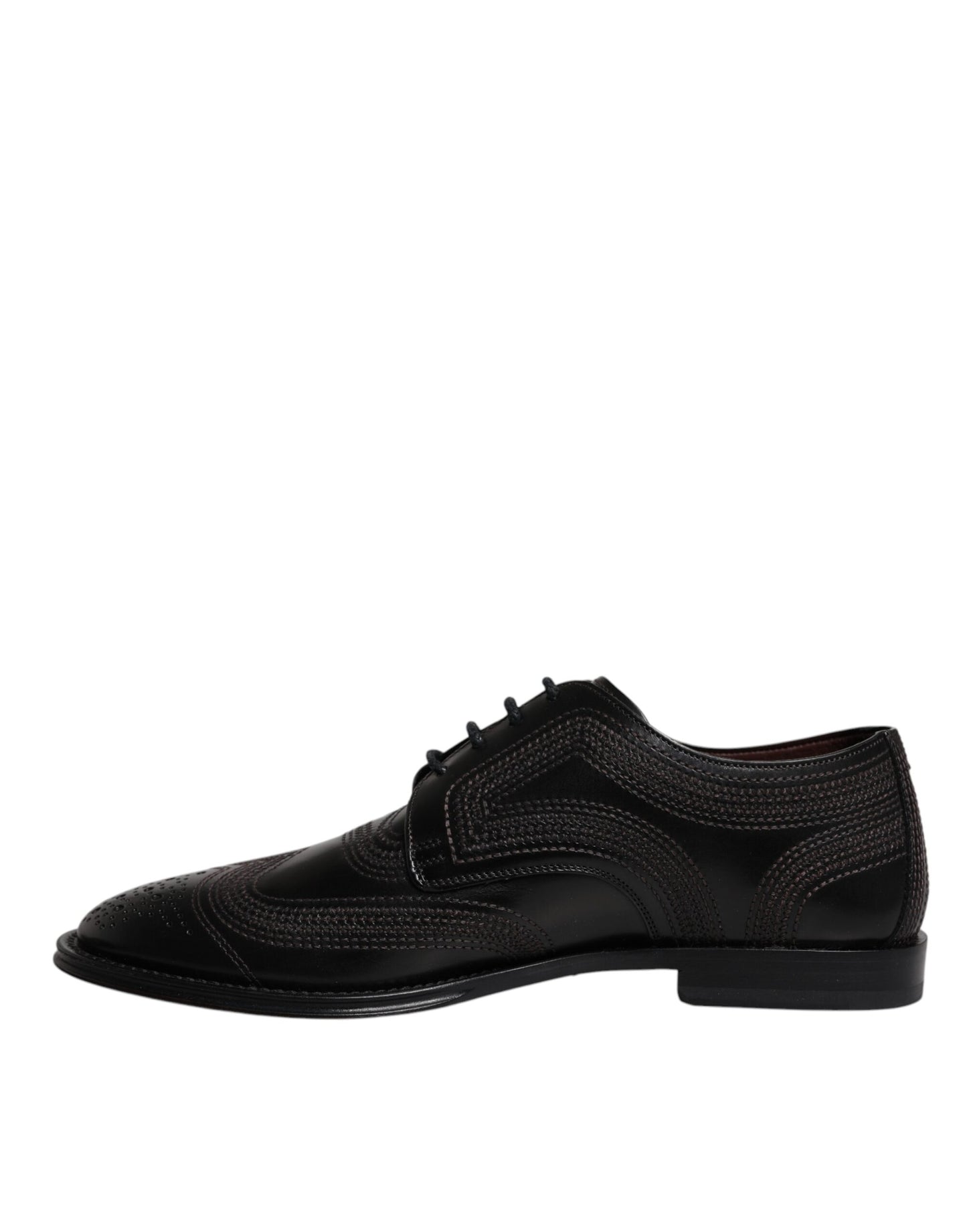 Dolce &amp; Gabbana – Klassische Derby-Schuhe aus schwarzem, besticktem Leder
