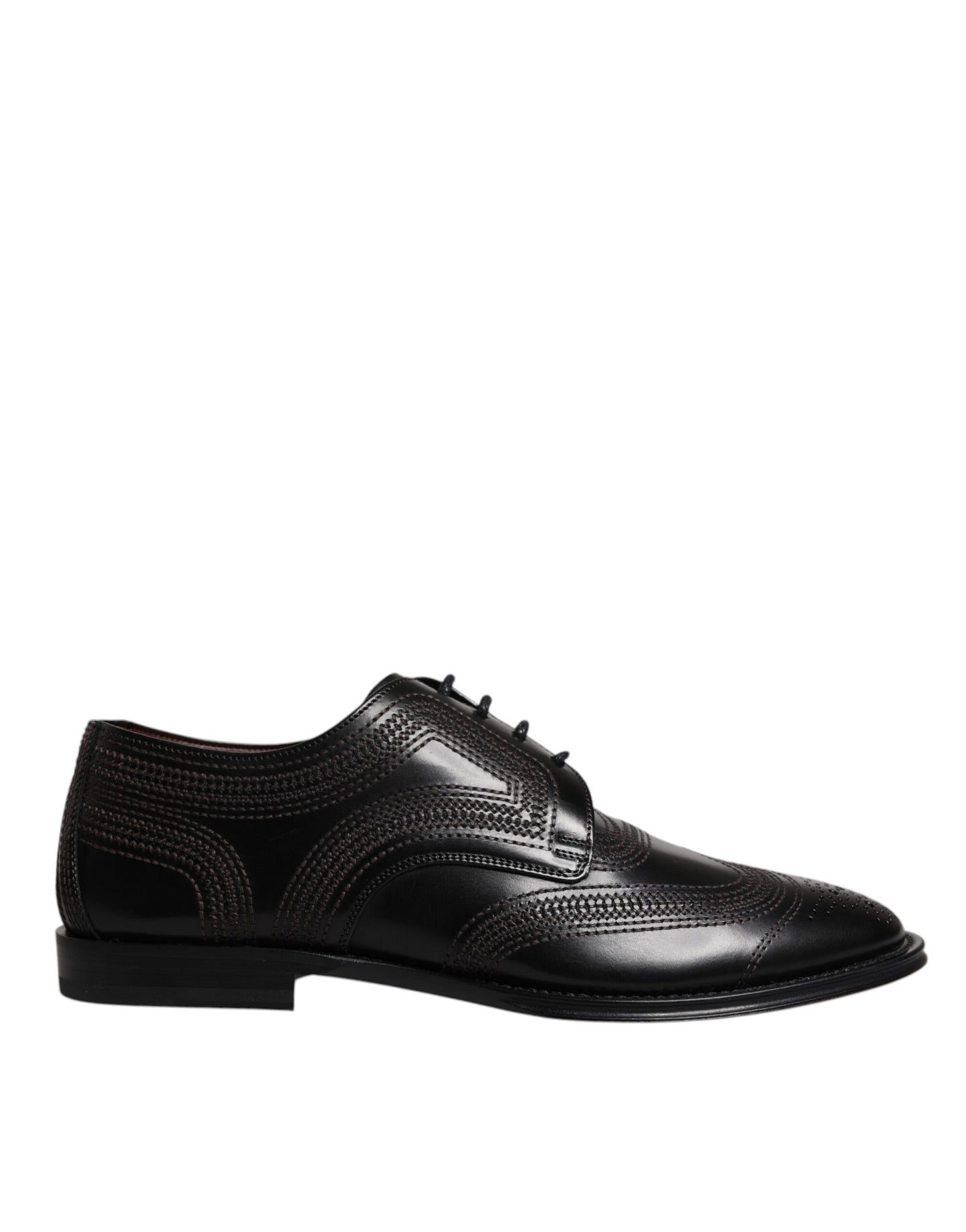 Dolce &amp; Gabbana – Klassische Derby-Schuhe aus schwarzem, besticktem Leder