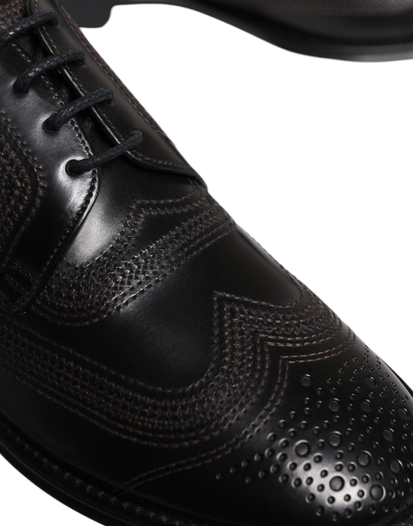 Dolce &amp; Gabbana – Klassische Derby-Schuhe aus schwarzem, besticktem Leder
