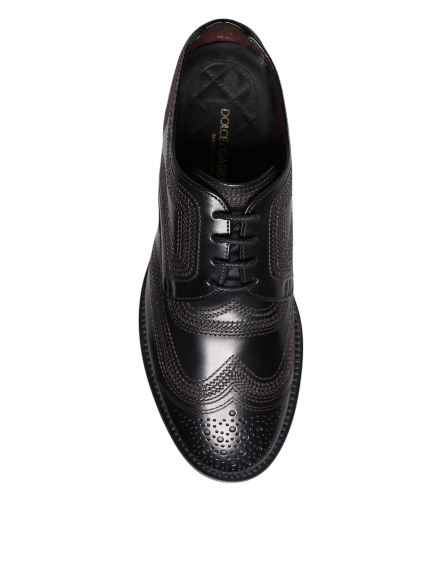 Dolce &amp; Gabbana – Klassische Derby-Schuhe aus schwarzem, besticktem Leder