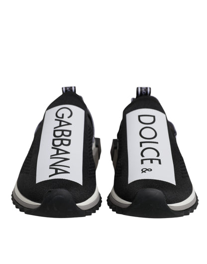 Dolce &amp; Gabbana Schwarz Weiß Slip On Sorrento Sneakers Schuhe