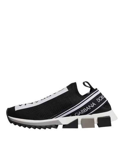 Dolce &amp; Gabbana Schwarz Weiß Slip On Sorrento Sneakers Schuhe