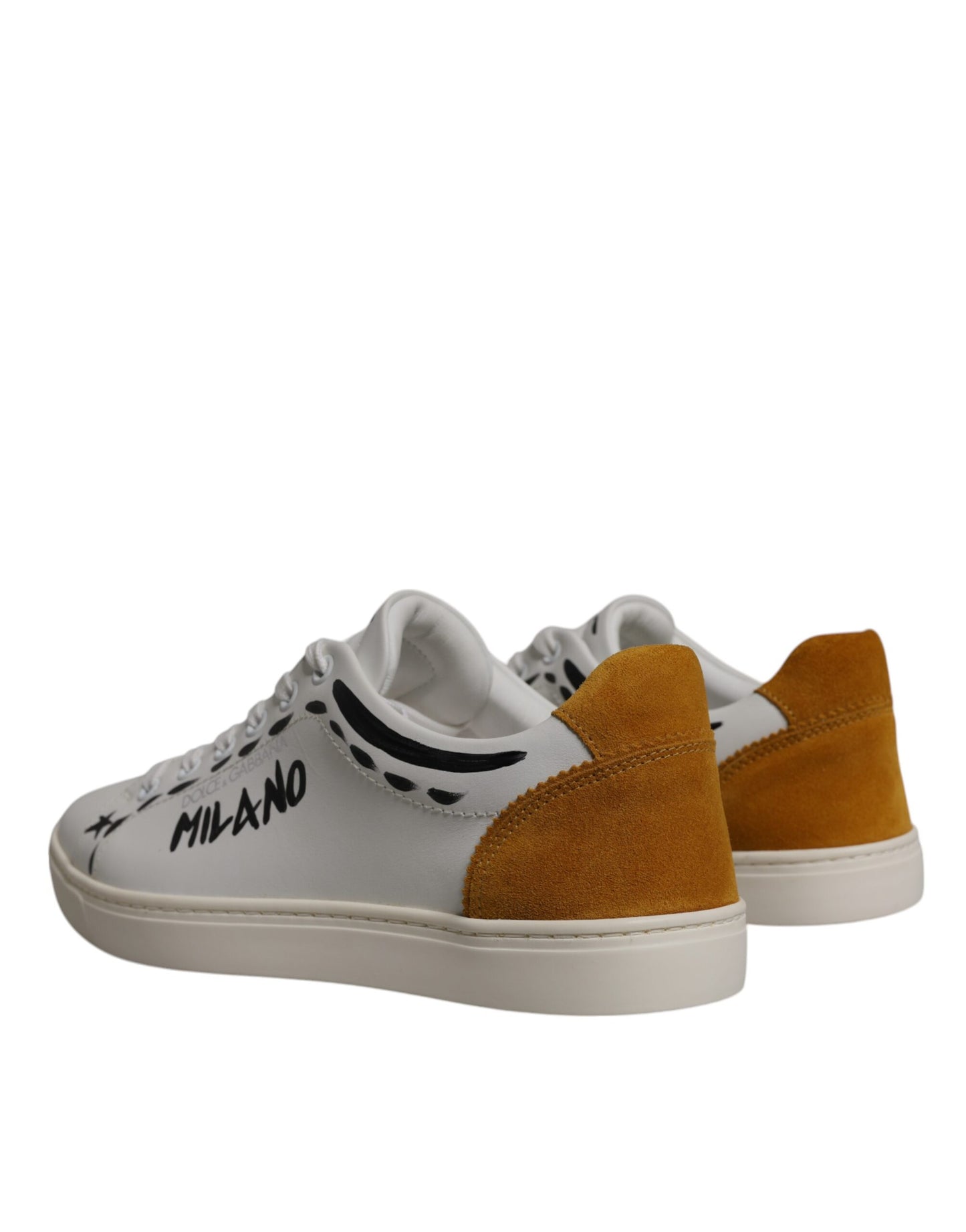 Dolce & Gabbana White Suede Leather Low Top Sneakers Shoes