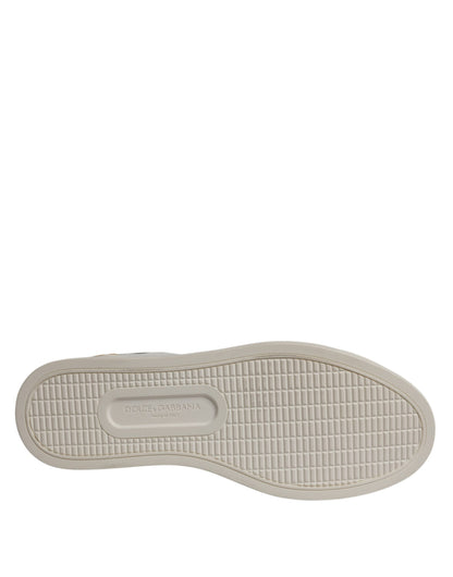 Dolce & Gabbana White Suede Leather Low Top Sneakers Shoes