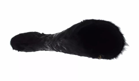 Dolce &amp; Gabbana Schwarze Xiangao Lammfell-Lederstiefel