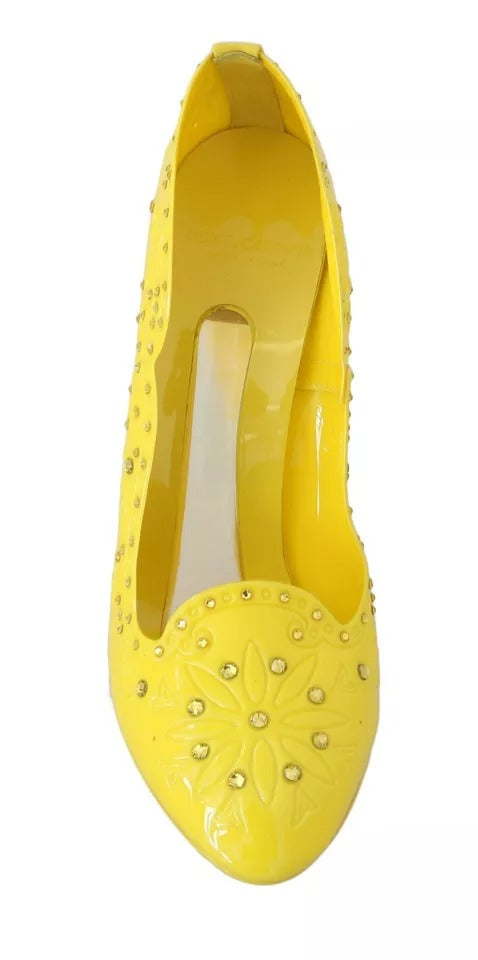 Dolce &amp; Gabbana Gelbe Kristall Heels CINDERELLA Schuhe