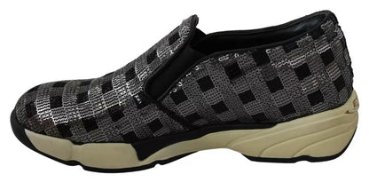PINKO Silber-Schwarze Slip-on-Sneakers im Sequence-Design
