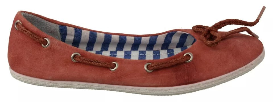 Pantofola D'Oro Coral Suede Lace Bow Loafers Ballet Flat Shoes