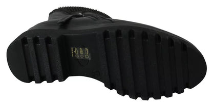 Ovyé Black Leather Zipper Ankle Boots Shoes