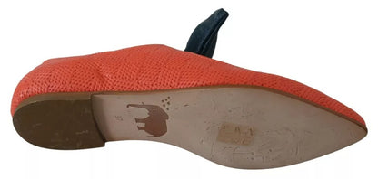 EBARRITO – Slip-on-Loafer mit Schleife aus orangefarbenem Leder und Ballerinas