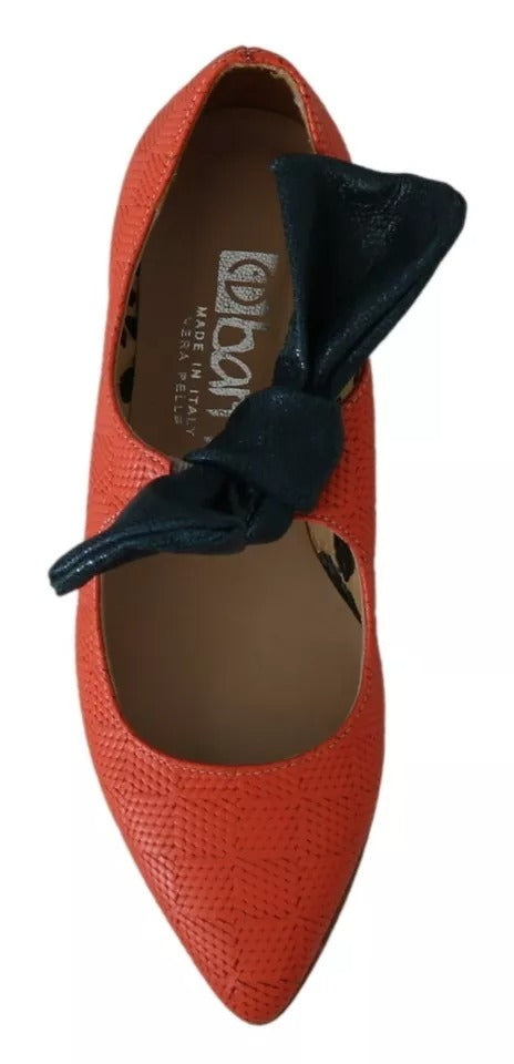 EBARRITO – Slip-on-Loafer mit Schleife aus orangefarbenem Leder und Ballerinas