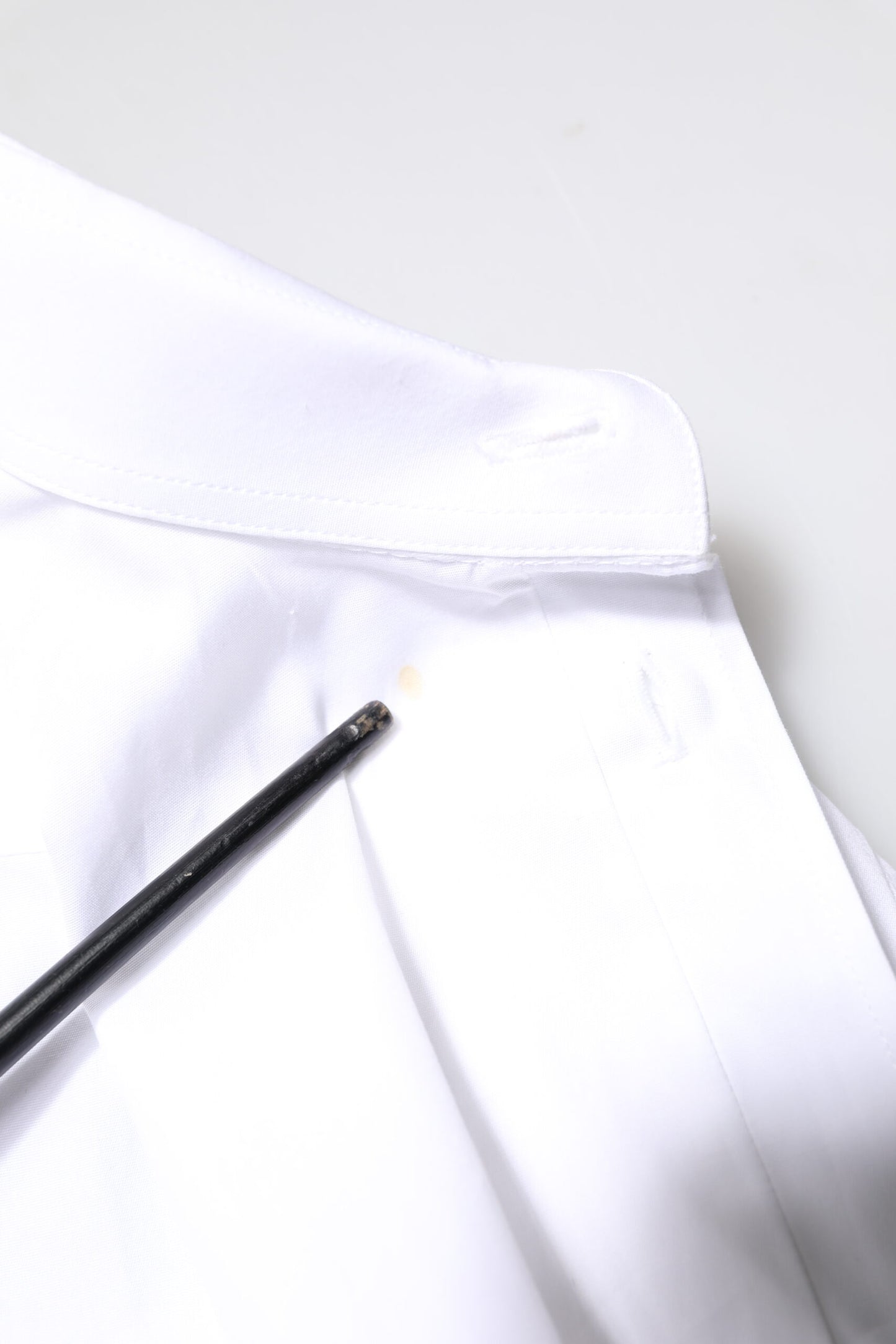 Dolce &amp; Gabbana Weiß GOLD Baumwolle Langarm Herren Hemd