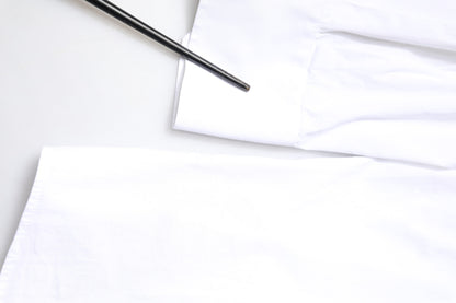 Dolce &amp; Gabbana Weiß GOLD Baumwolle Langarm Herren Hemd