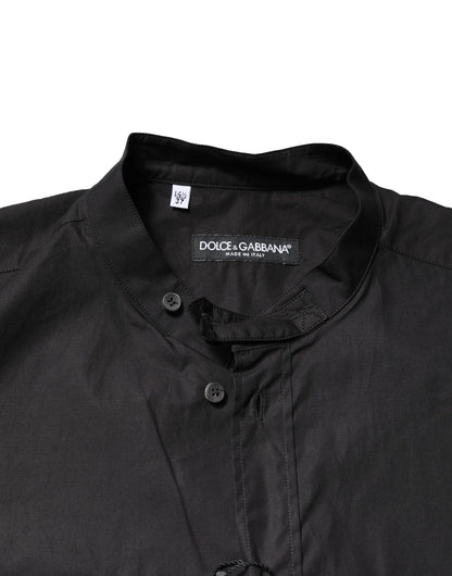 Dolce &amp; Gabbana Schwarzes Baumwoll-Button-Down-Freizeithemd für Herren