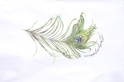 Dolce &amp; Gabbana – Weißes, formelles Baumwollhemd mit Pfauenfedern in GOLD