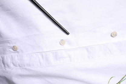 Dolce &amp; Gabbana – Weißes, formelles Baumwollhemd mit Pfauenfedern in GOLD