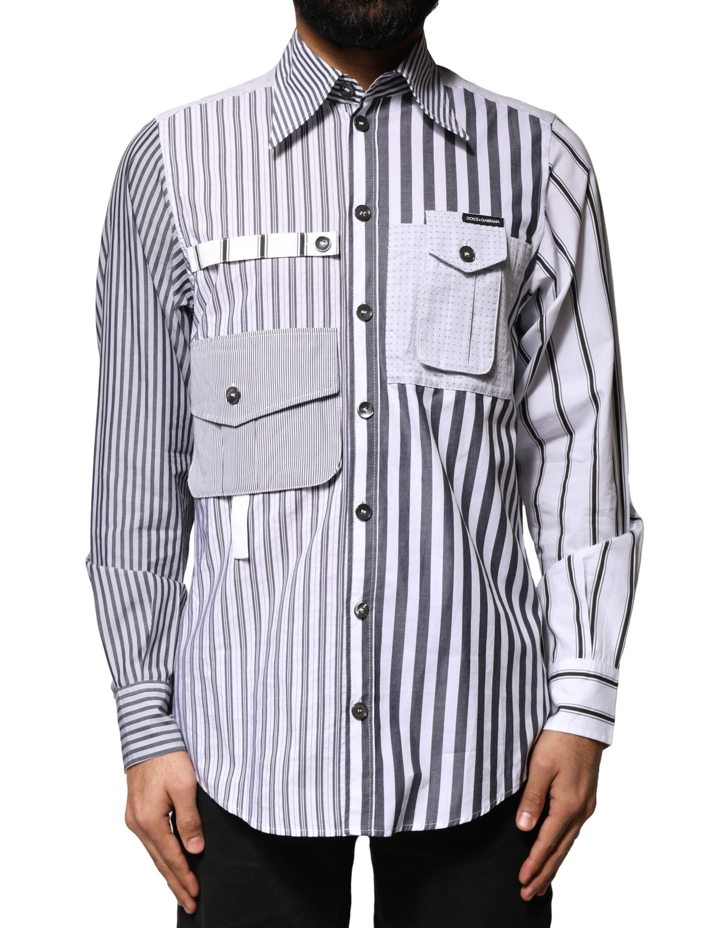 Dolce &amp; Gabbana – Freizeithemd mit mehrfarbigen Streifen und Button-Down-Kragen