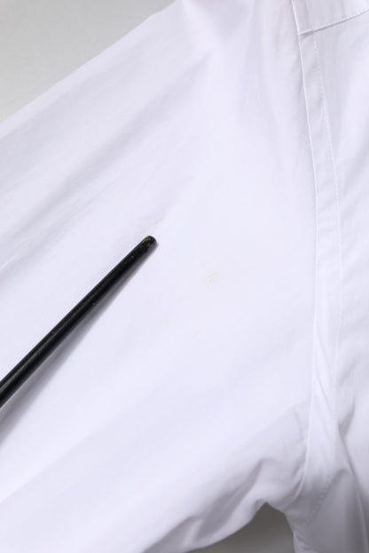 Dolce &amp; Gabbana Weiß GOLD Baumwollpopeline Latz Formelles Herrenhemd