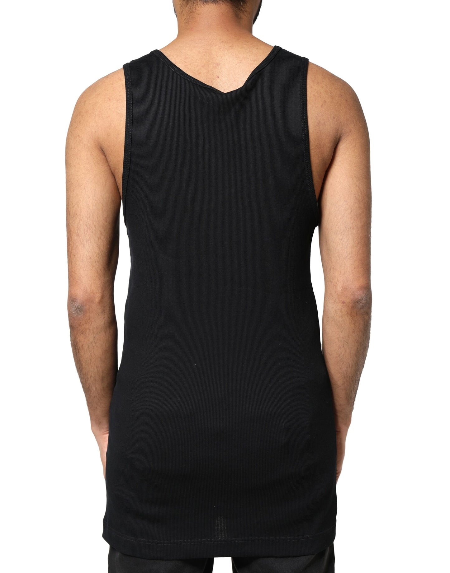 Dolce &amp; Gabbana – Ärmelloses Herren-Tank-T-Shirt im Rip-Style aus schwarzer Baumwolle