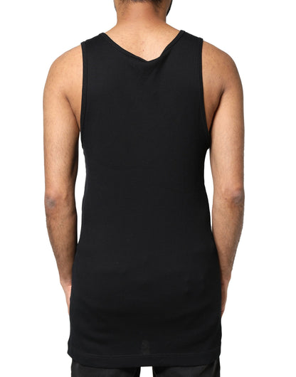 Dolce &amp; Gabbana – Ärmelloses Herren-Tank-T-Shirt im Rip-Style aus schwarzer Baumwolle