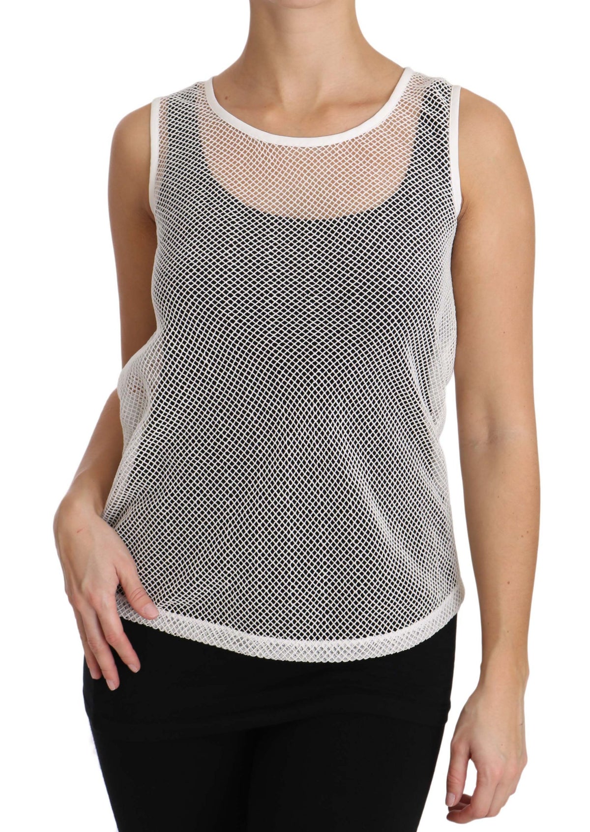 Dolce & Gabbana weißes transparentes ärmelloses Netz-Tanktop