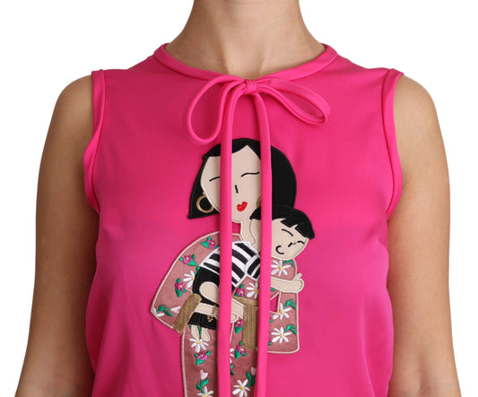 Dolce &amp; Gabbana Pink Family Seiden-Tanktop Mama Bluse Top Shirt