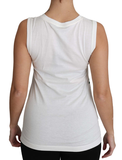 Dolce &amp; Gabbana Weißes Baumwoll-Tanktop #dgfamily ohne Ärmel