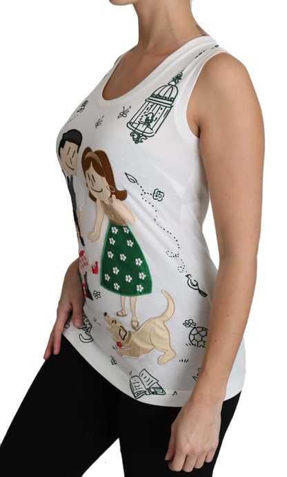 Dolce &amp; Gabbana Weißes Baumwoll-Tanktop #dgfamily ohne Ärmel