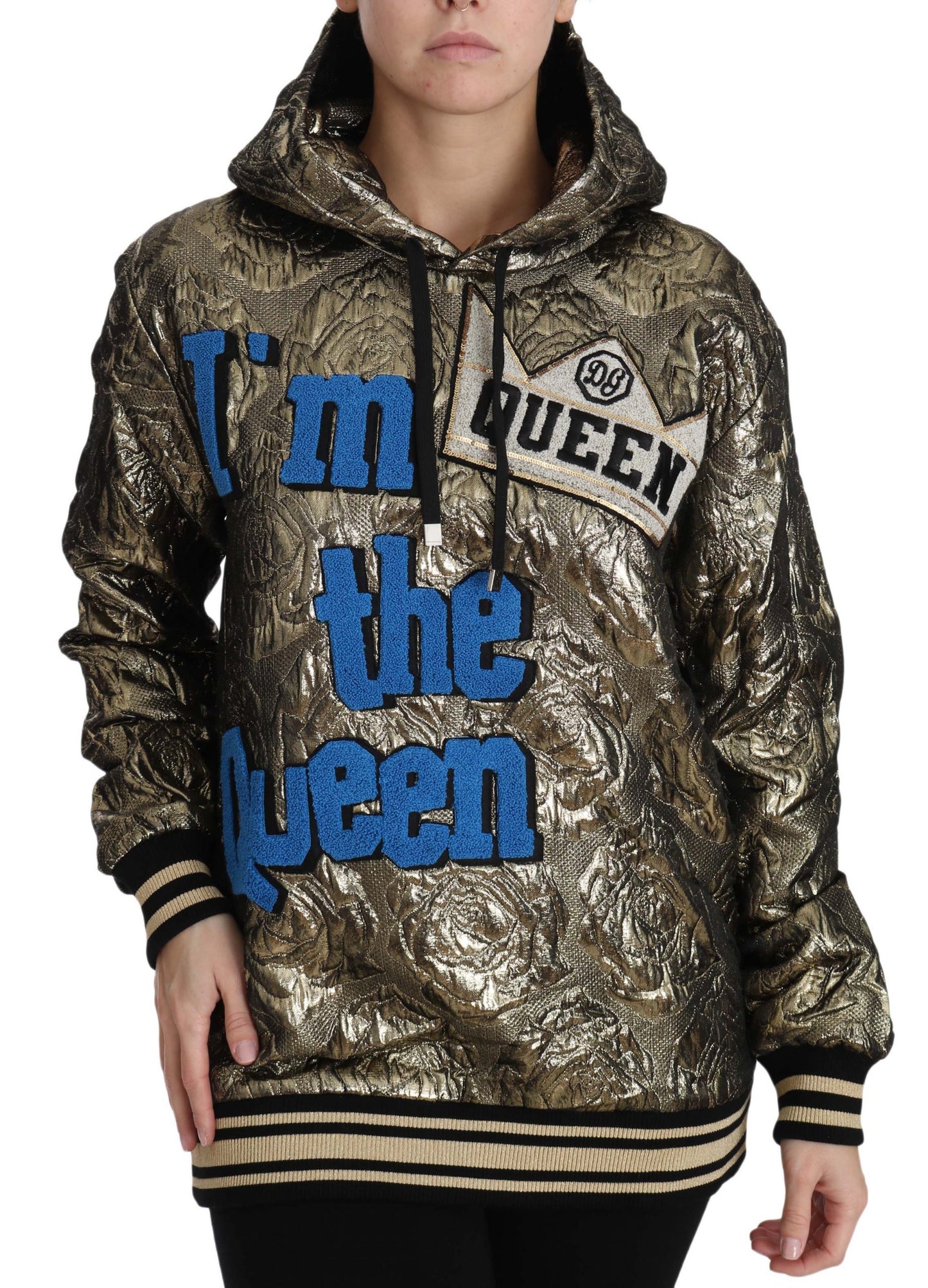 Dolce &amp; Gabbana – „Im The Queen“-Sweatshirt mit Jaquard-Print in Gold
