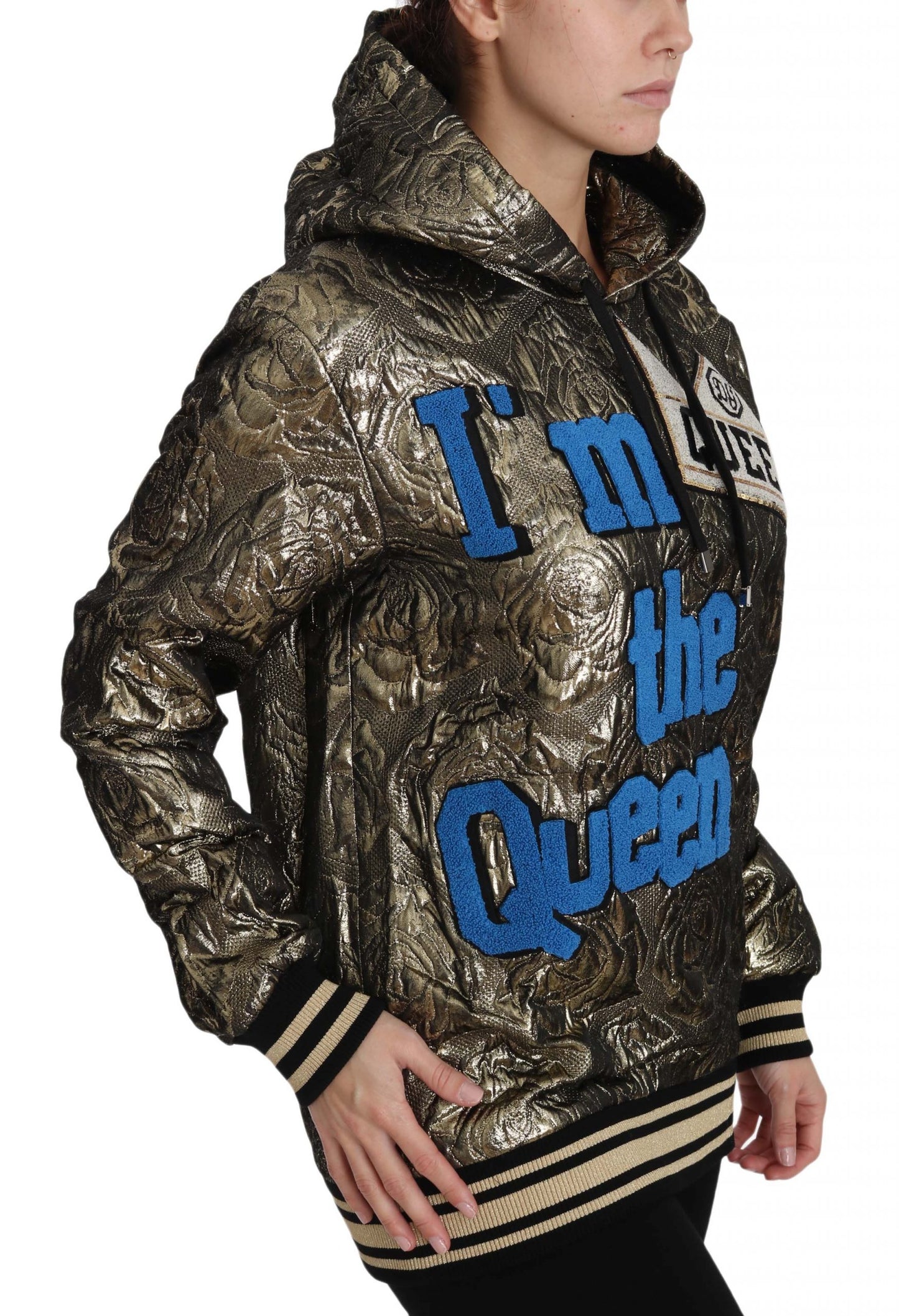 Dolce &amp; Gabbana – „Im The Queen“-Sweatshirt mit Jaquard-Print in Gold