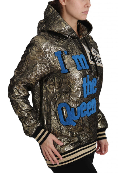 Dolce &amp; Gabbana – „Im The Queen“-Sweatshirt mit Jaquard-Print in Gold