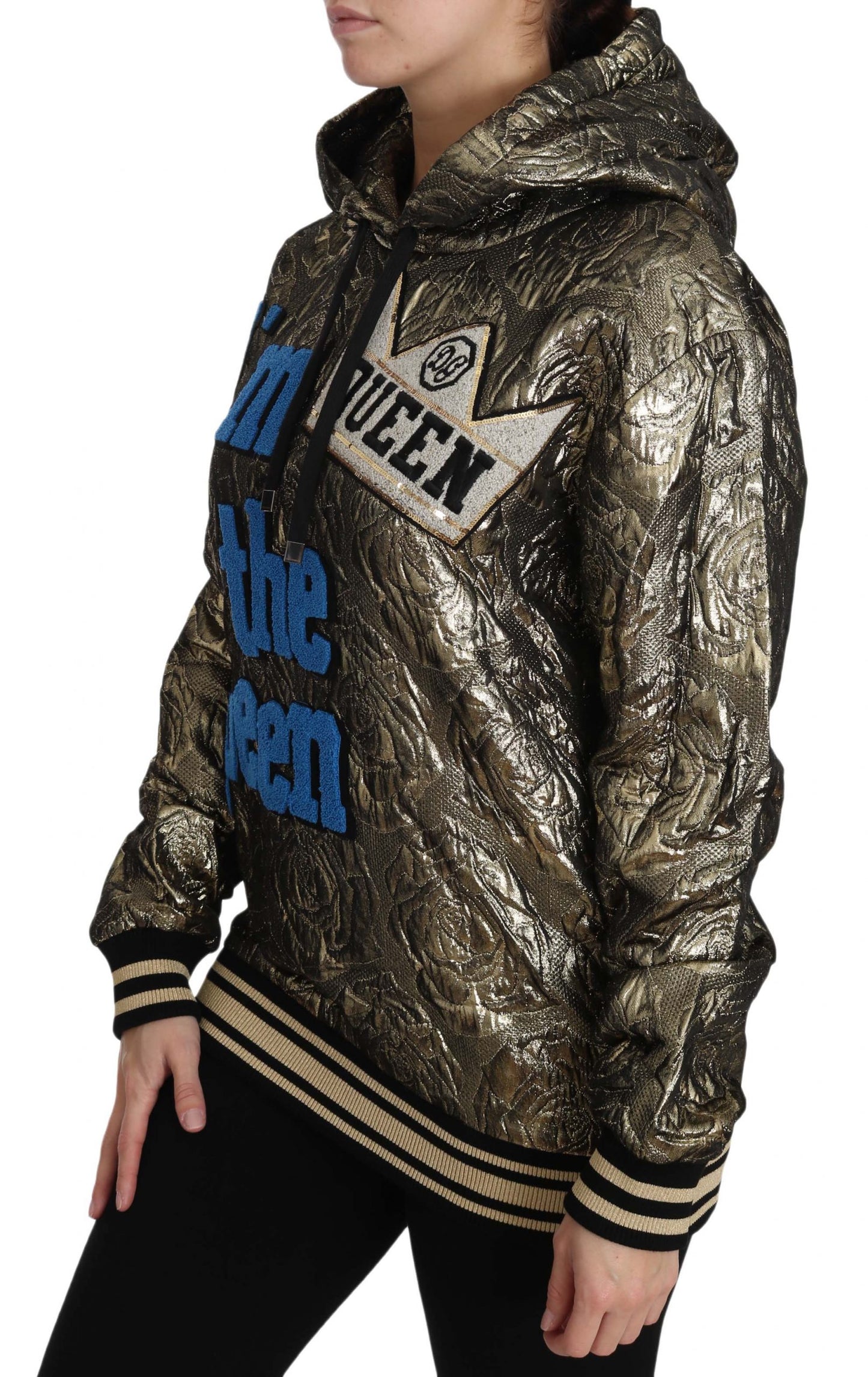 Dolce &amp; Gabbana – „Im The Queen“-Sweatshirt mit Jaquard-Print in Gold