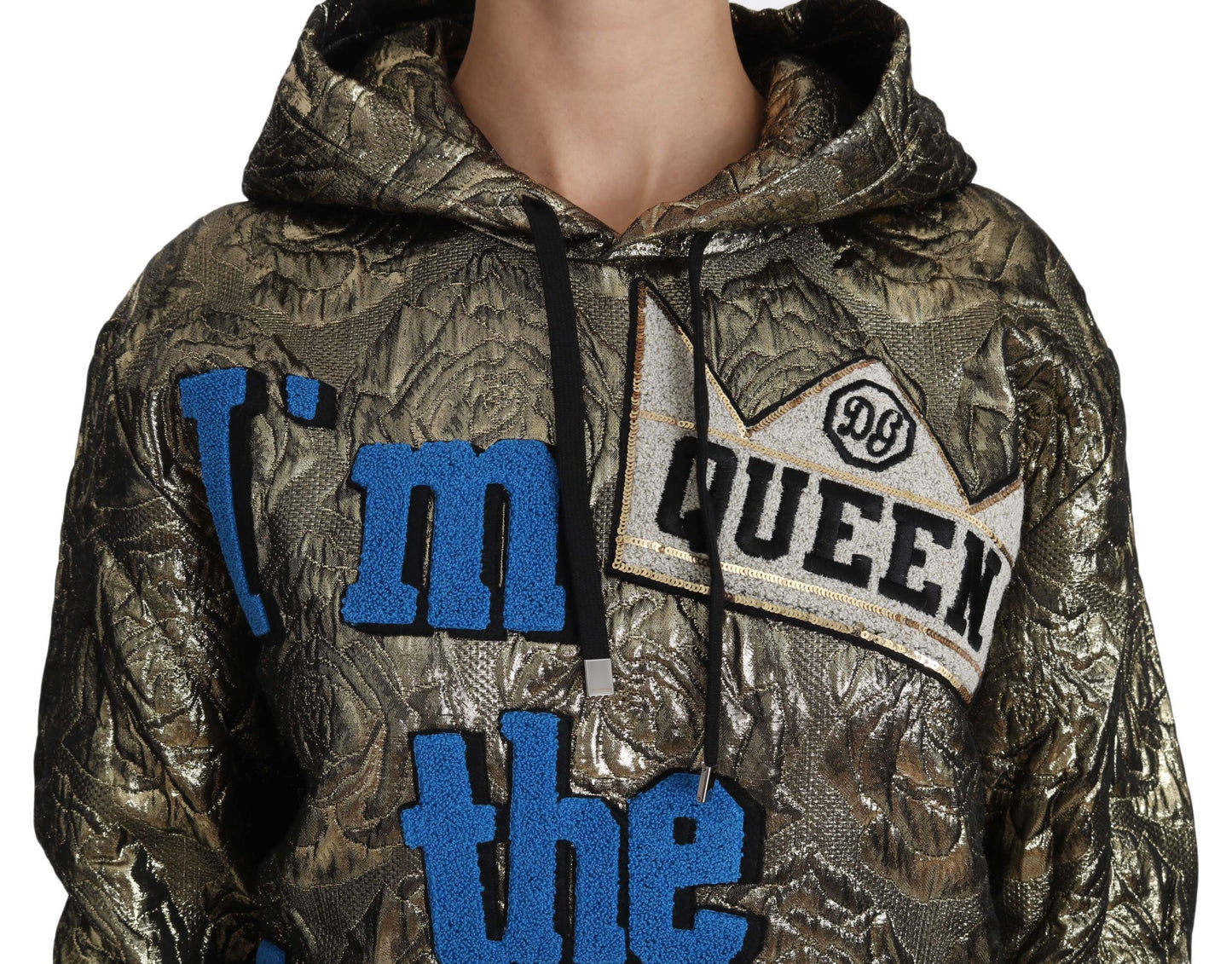 Dolce &amp; Gabbana – „Im The Queen“-Sweatshirt mit Jaquard-Print in Gold