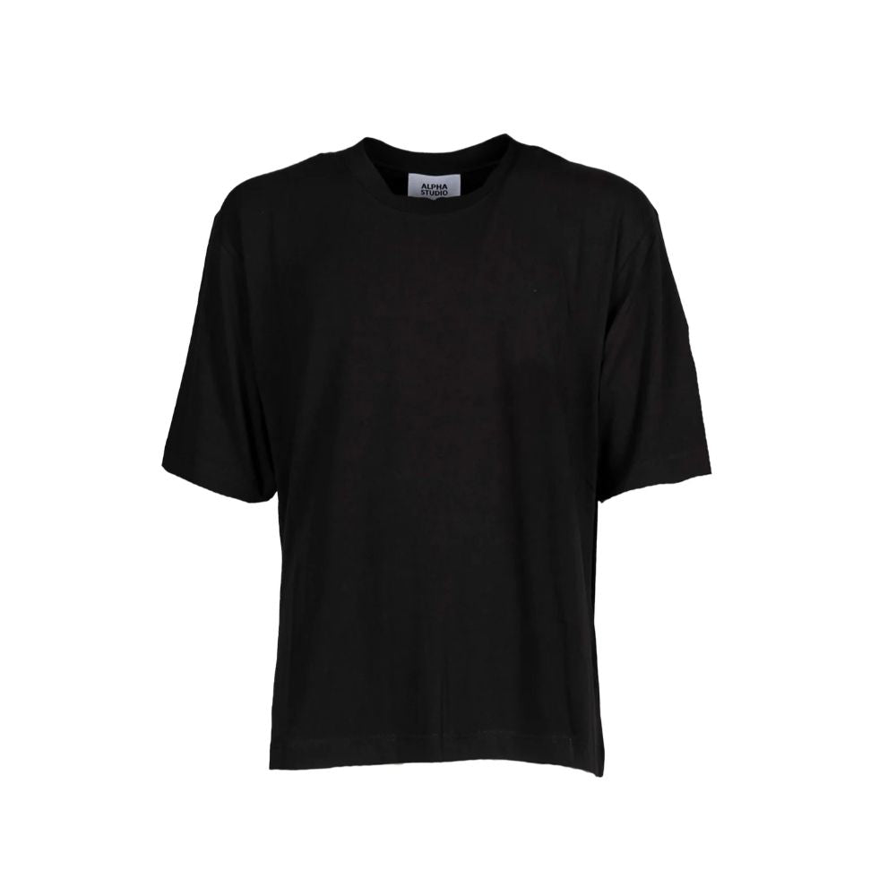 Schwarzes Baumwoll-T-Shirt von Alpha Studio