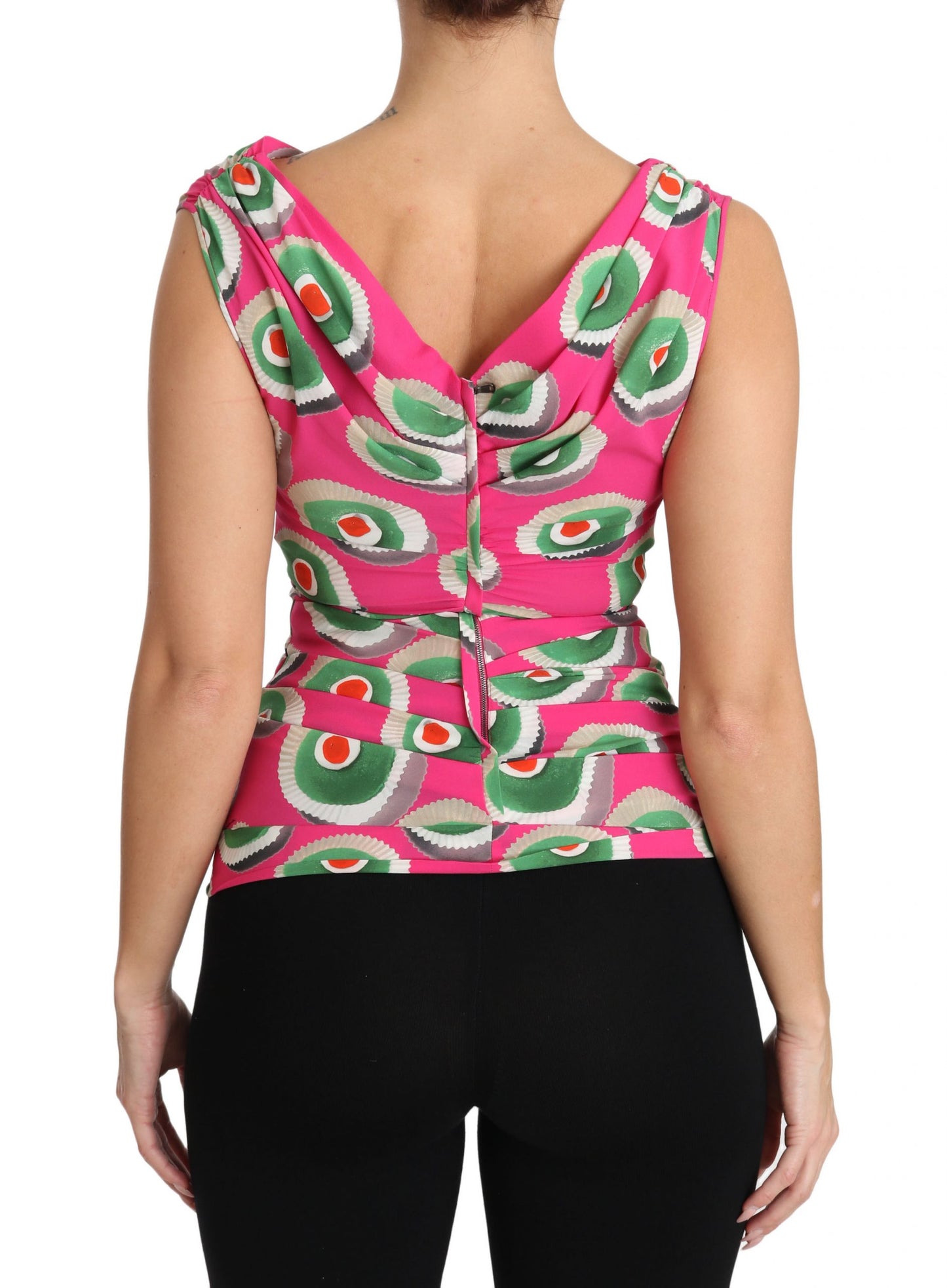 Dolce &amp; Gabbana – Sizilianisches Cake-Top aus Seidenstretch in Rosa