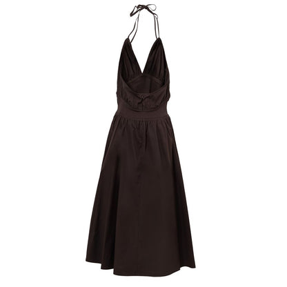 Langes Kleid aus brauner Baumwolle von Bottega Veneta