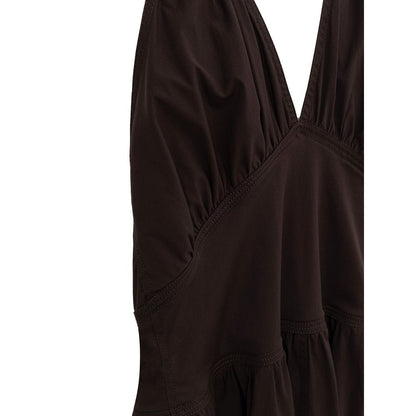 Langes Kleid aus brauner Baumwolle von Bottega Veneta