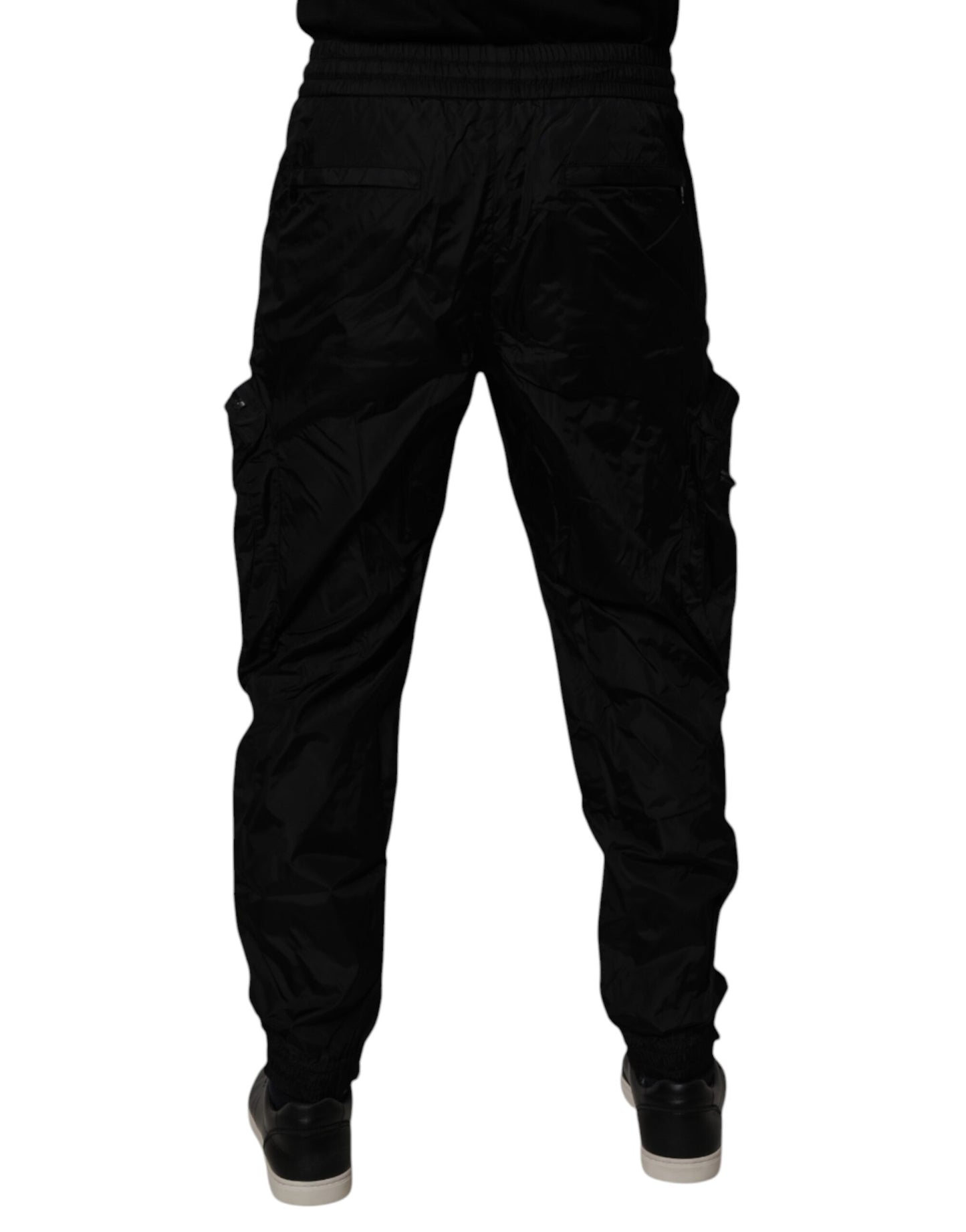 Dolce &amp; Gabbana Schwarze Nylon Cargo Jogger Herren Jogginghose
