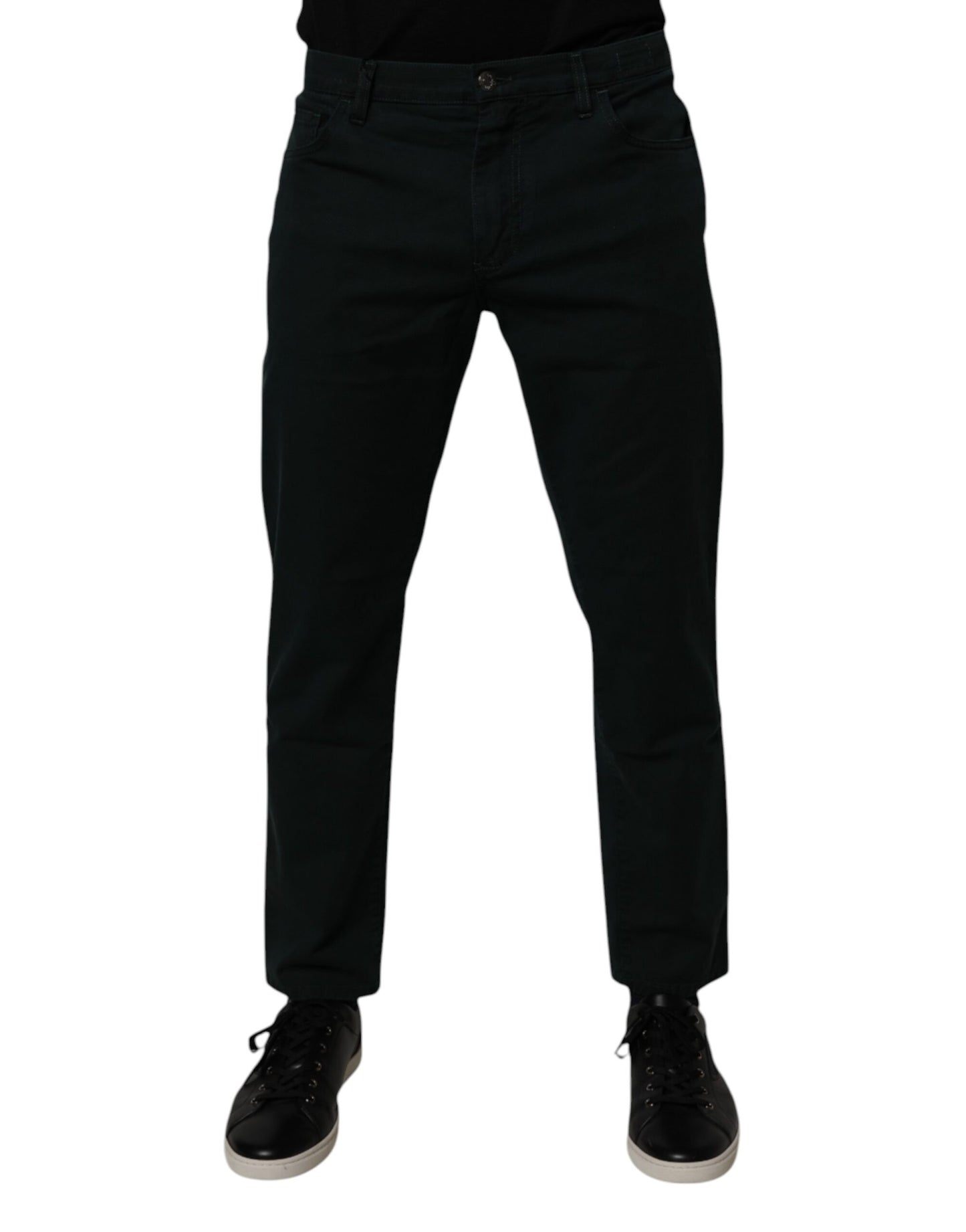 Dolce &amp; Gabbana Dunkelgrüne, lockere Herren-Jeans aus Baumwolle