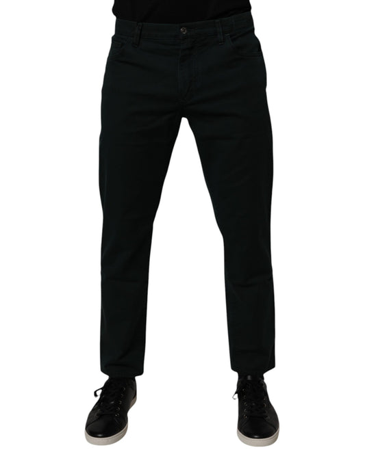 Dolce &amp; Gabbana Dunkelgrüne, lockere Herren-Jeans aus Baumwolle