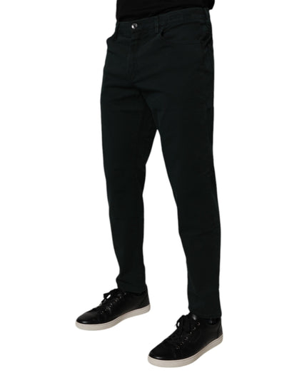 Dolce &amp; Gabbana Dunkelgrüne, lockere Herren-Jeans aus Baumwolle