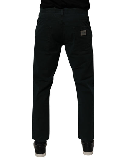 Dolce &amp; Gabbana Dunkelgrüne, lockere Herren-Jeans aus Baumwolle