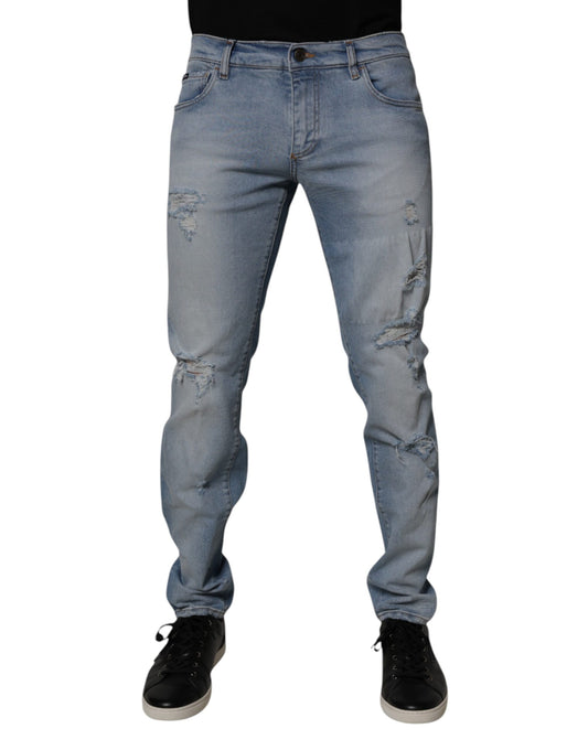 Dolce &amp; Gabbana – Blaue Skinny-Jeans aus zerfetzter Baumwolle für Herren