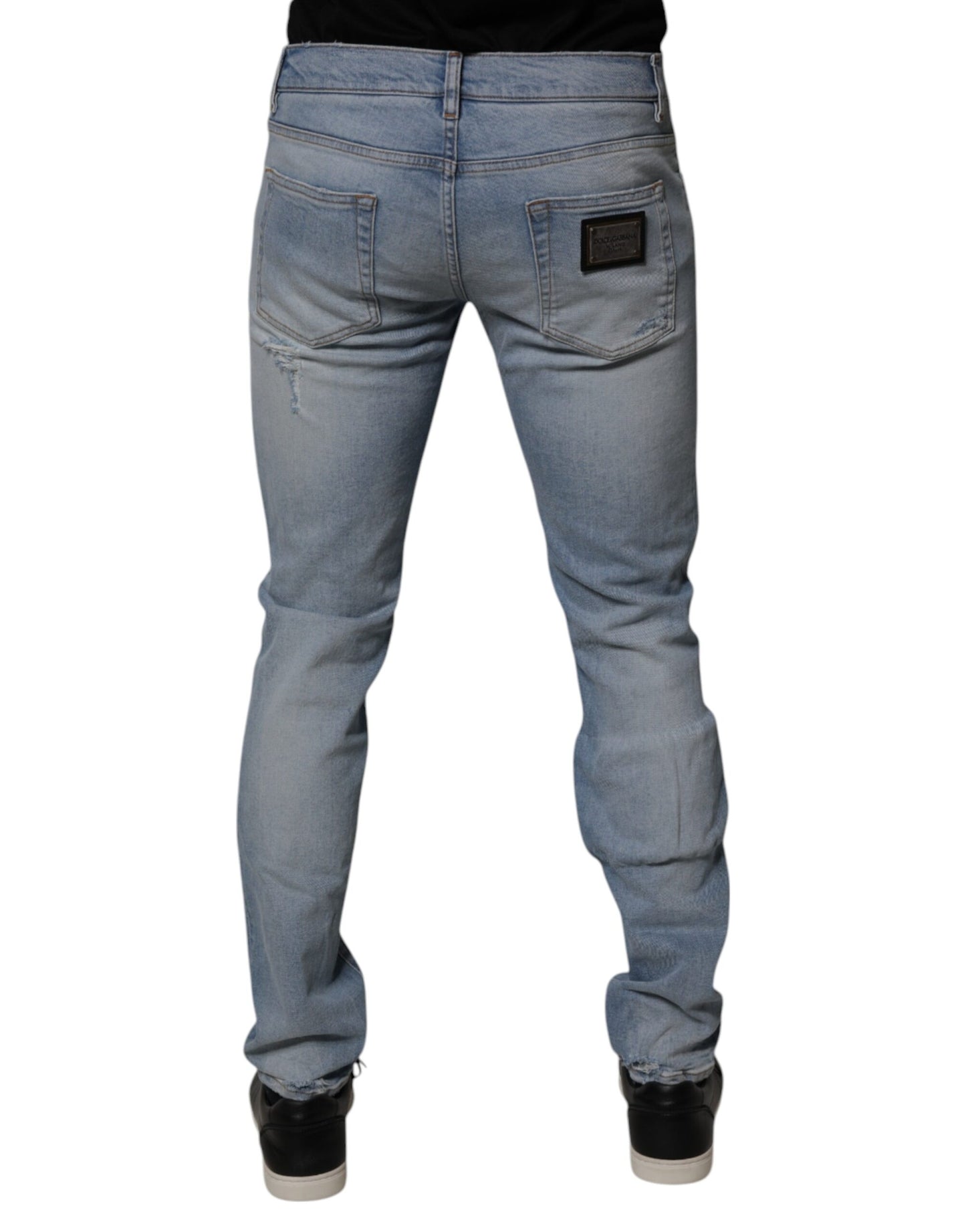 Dolce &amp; Gabbana – Blaue Skinny-Jeans aus zerfetzter Baumwolle für Herren