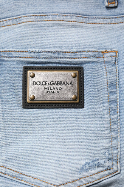 Dolce &amp; Gabbana – Blaue Skinny-Jeans aus zerfetzter Baumwolle für Herren