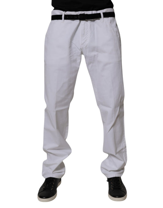 Dolce &amp; Gabbana Weiße, gerade geschnittene Herren-Jeans aus Baumwolle